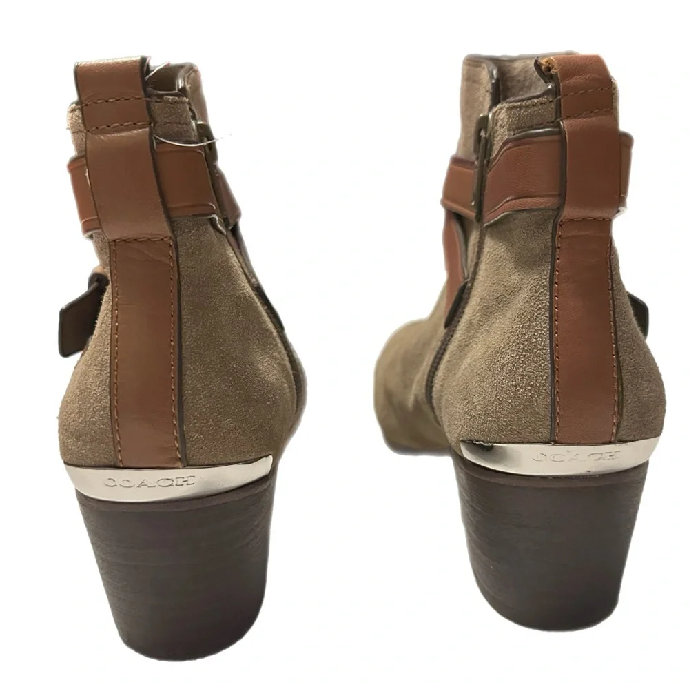 COACH Pauline Slate Gray Suede Leather Booties (Size 7) - Picture 3 of 12